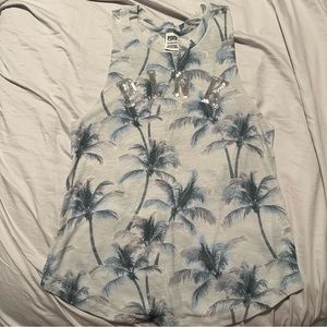 Victoria’s Secret Pink Palm Tree Sequin Muscle Tank